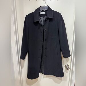 Sophisticated Black Trench Pea Coat for Women 100% Wool Size 8 (Vintage)